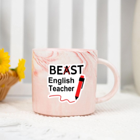 Funny Beast or Best English Teacher Marble Mugs