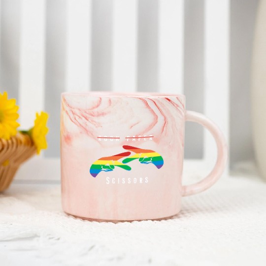 Rock Paper Scissors | Funny Lesbian Pride LGBT Marble Mugs
