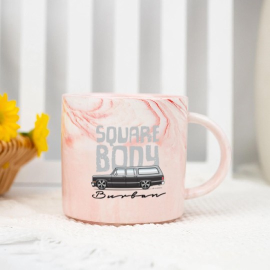 square body Light Silver Marble Mugs