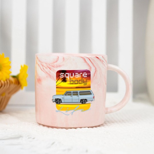 square Light Blue Marble Mugs