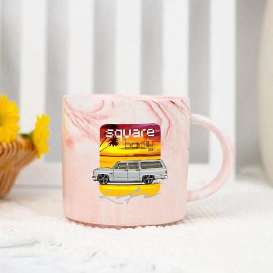 square Light Silver Marble Mugs