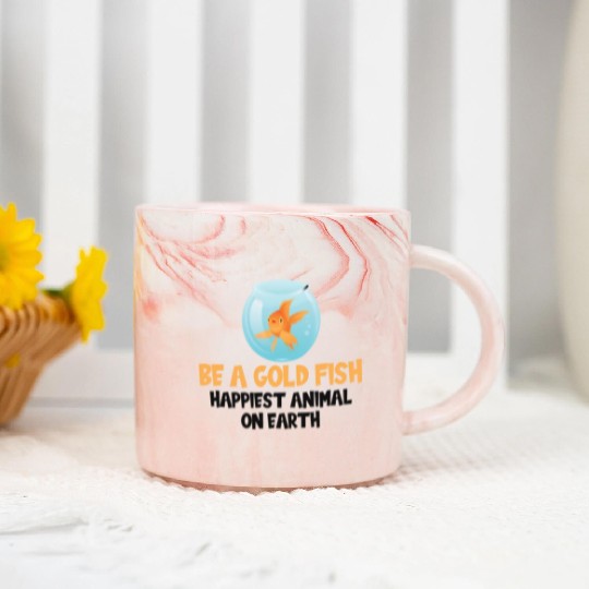 Vintage Goldfish Carp Japan Aquarium Gold Fish Marble Mugs