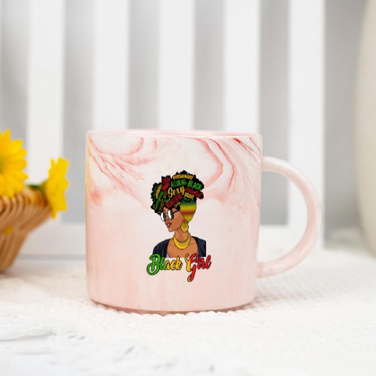Juneteenth Independence Day Black Girl Marble Mugs