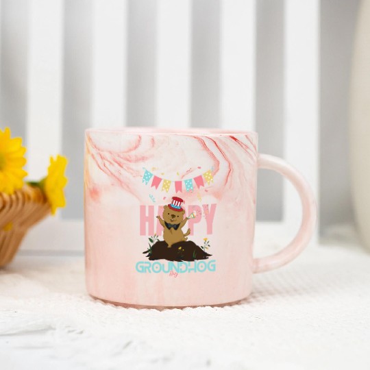 Happy Groundhog Day Marble Mugs