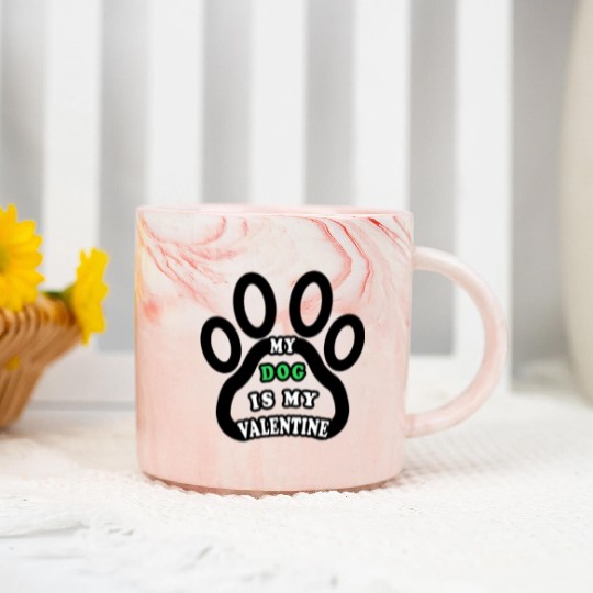 My dog is my valentine Marble Mugs