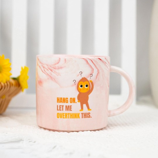 Thoughtful Monkey Illustration Design Marble Mugs