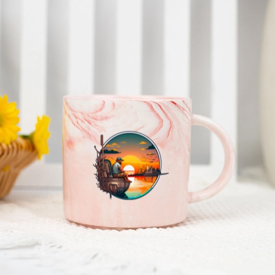 Peaceful Fishing Marble Mugs