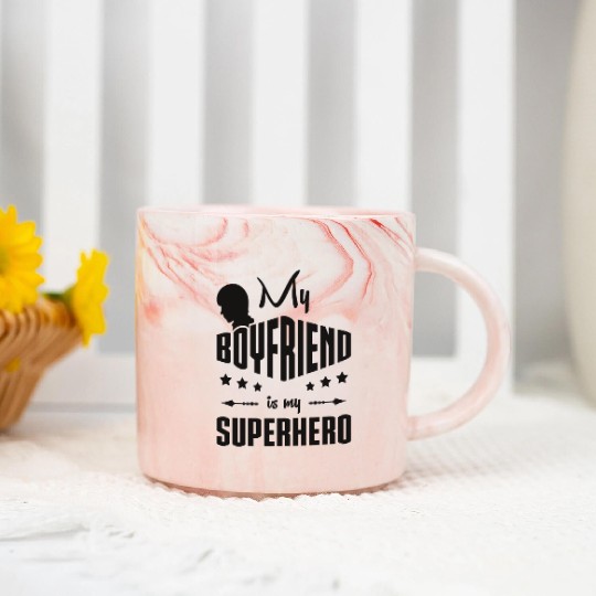 My Boyfriend is My Superhero Marble Mugs Marble Mugs