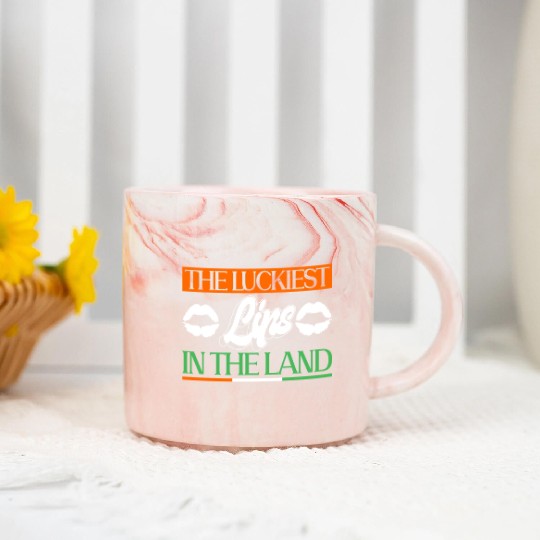 The Luckiest Lips In The Land - St Patricks Day Marble Mugs