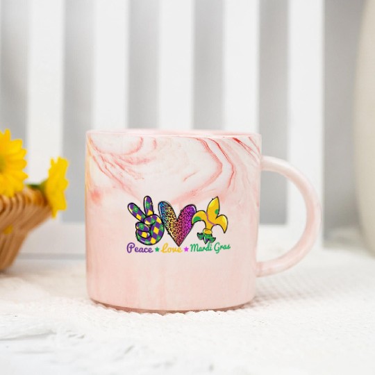 Love Peace Mardi Gras Outfit New Orleans Marble Mugs