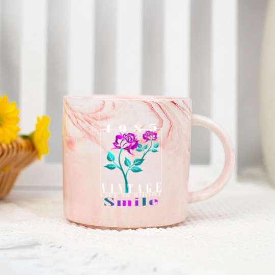 1985 Born Vintage Rose Gift Marble Mugs
