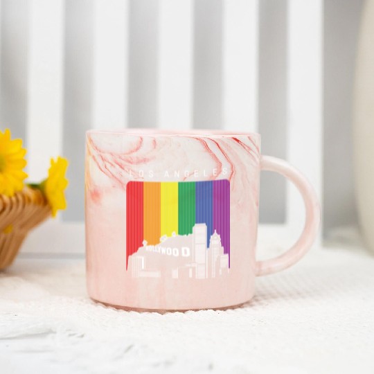 Los Angeles LGBT Rainbow Flag Marble Mugs