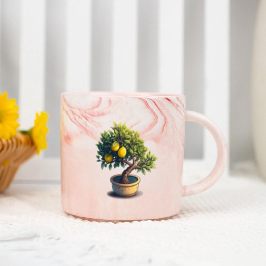 Lemon Bonsai Tree Marble Mugs