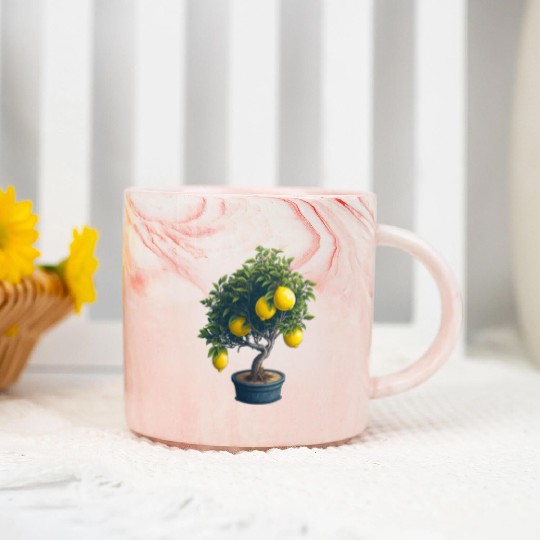 Lemon Bonsai Tree Marble Mugs