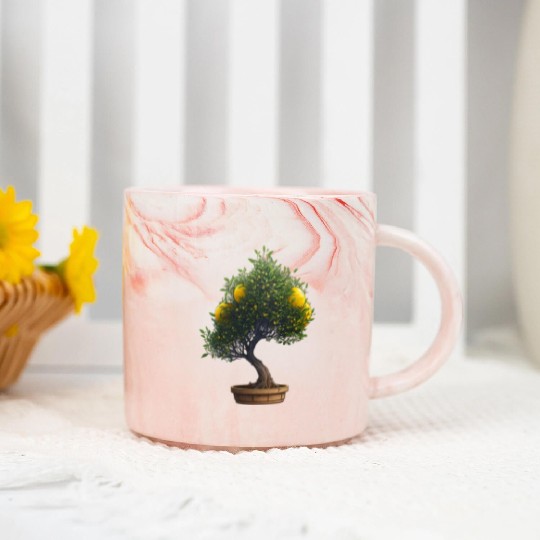 Lemon Bonsai Tree Marble Mugs
