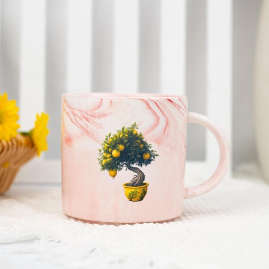 Lemon Bonsai Tree Marble Mugs