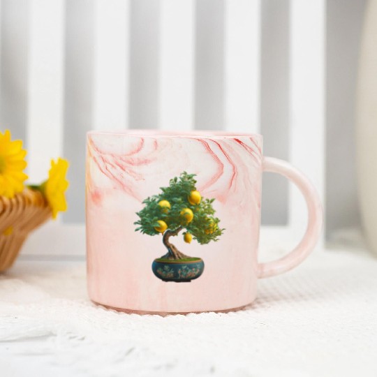 Lemon Bonsai Tree Marble Mugs