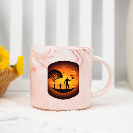 Ultimate Frisbee Fans Father and Son Playing Marble Mugs