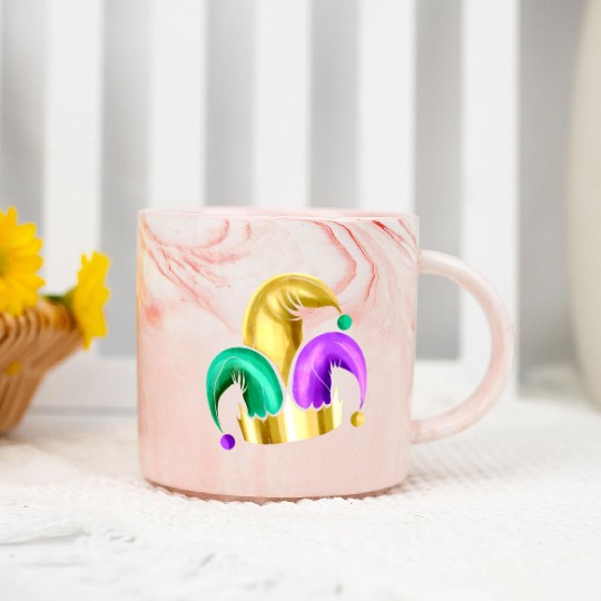 Purple, Yellow Golden And Green Jester Hat For Marble Mugs