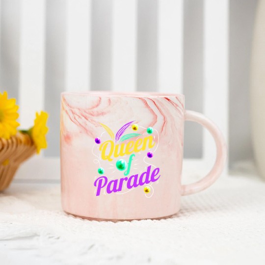 Queen Of Parade Logo For Mardi Gras Marble Mugs