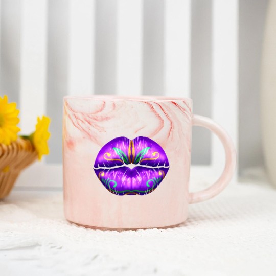 Purple Lips For Mardi Gras Marble Mugs