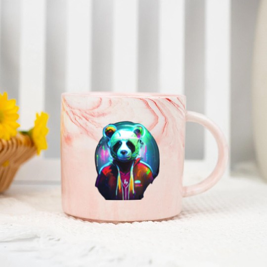 Panda in a neon paradise Marble Mugs