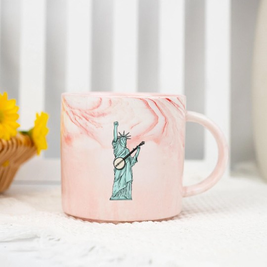 Statue Of Liberty Banjo Musician Design for Marble Mugs