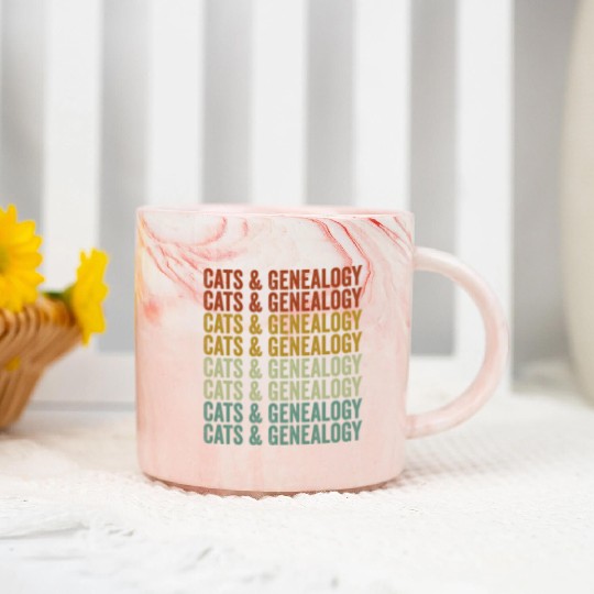 Cats & Genealogy Genealogy Genealogist Cats Lover Marble Mugs