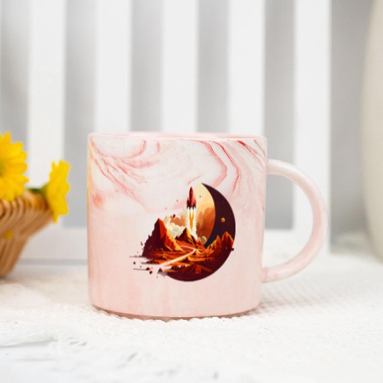 Vintage Space Science Mars Fiction Geek Solar Marble Mugs