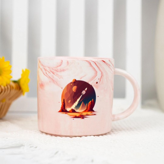 Vintage Space Science Mars Fiction Geek Solar Marble Mugs