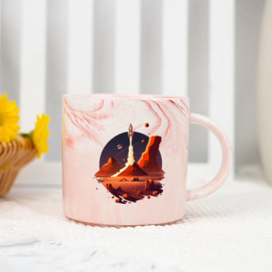 Vintage Space Science Mars Fiction Geek Solar Marble Mugs