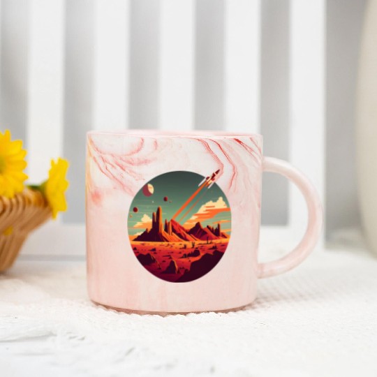Vintage Space Science Mars Fiction Geek Solar Marble Mugs