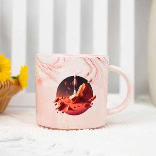 Vintage Space Science Mars Fiction Geek Solar Marble Mugs