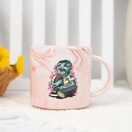 Hungry sad zombie Hungry sad zombie quote inspirat Marble Mugs