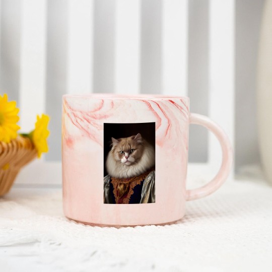 Angora Persian Cat Breed Portrait Royal Renaissanc Marble Mugs