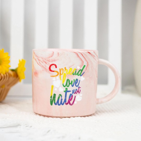 Spread Love not hate LGBT Rainbow Marble Mugs