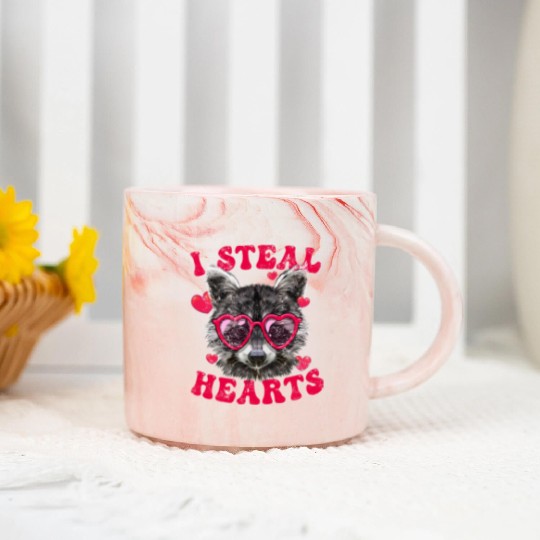 Valentine Raccoon Trash Panda I Heart Raccoons Marble Mugs