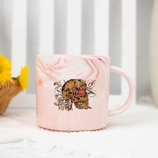 floral butterfly skull art illustration abstract Marble Mugs