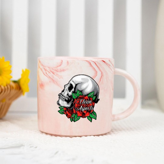 CA SKULL AND ROSES Marble Mugs