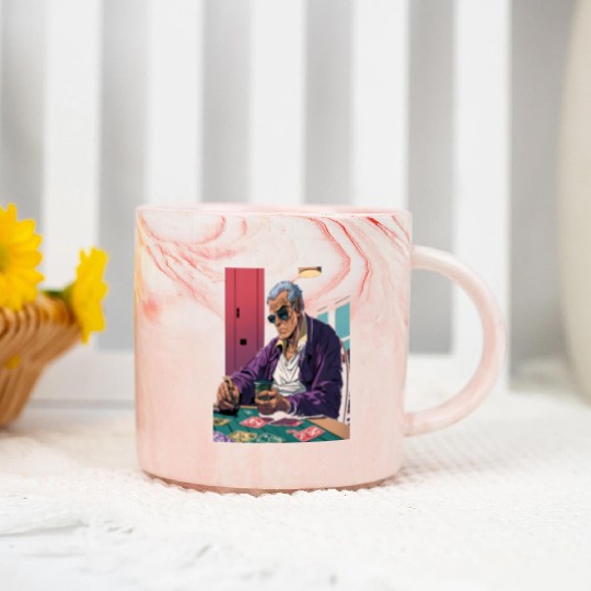 Cool Poker Fans Retro Comic Style Poker Player Marble Mugs