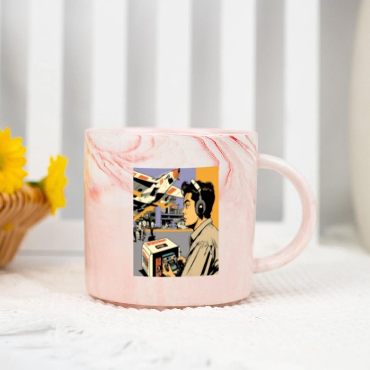 Miniature Plane Lover Cool Retro Radio Controlled Marble Mugs