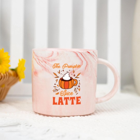 Pumpkin Spice Latte Halloween Coffee Lover Tarot Marble Mugs