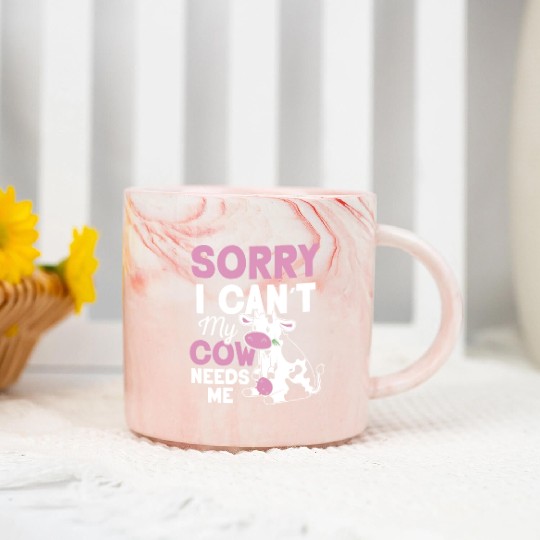 Sorry I Can't My Cow Needs Me Cows Farm Animals Marble Mugs