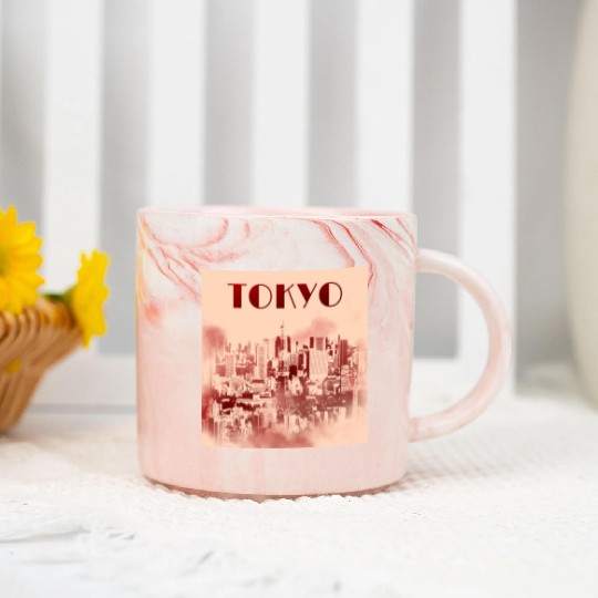 Tokyo Skyline City Japan Travel Shibuya Japanese Marble Mugs