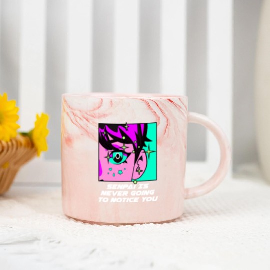 Senpai Is Never Going to Notice You Anime Funny Ma Marble Mugs
