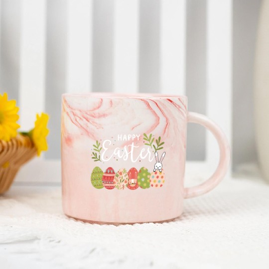 Happy Easter Spring Flowers Bunny Rabbit Egg Hunt Marble Mugs