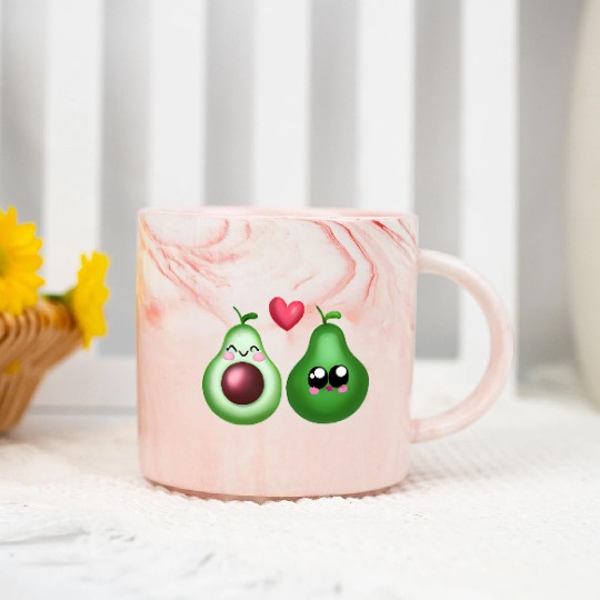 Avocado Love - Cute Couple Design Marble Mugs