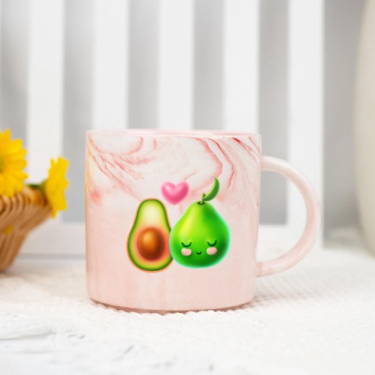 Avocado Love - Cute Couple Design Marble Mugs