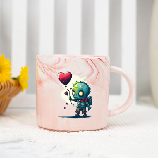 Cute Zombie Lost Heart Ballon Marble Mugs