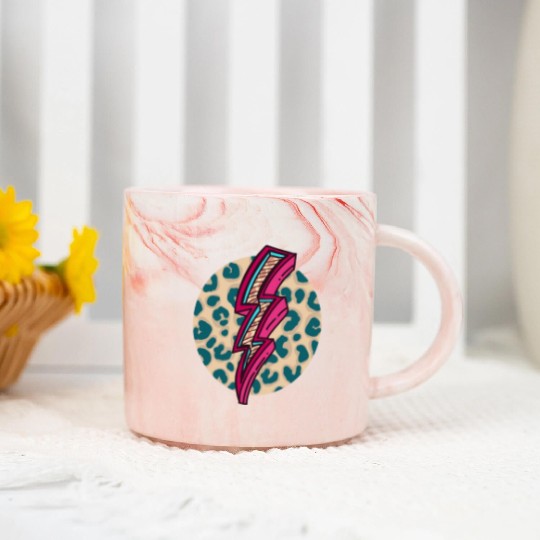 Cheetah Print Lightning Bolt Marble Mugs